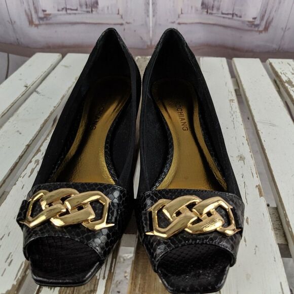 Arturo Chiang 7 7M heels peek shoes black ballet f - Picture 4 of 7